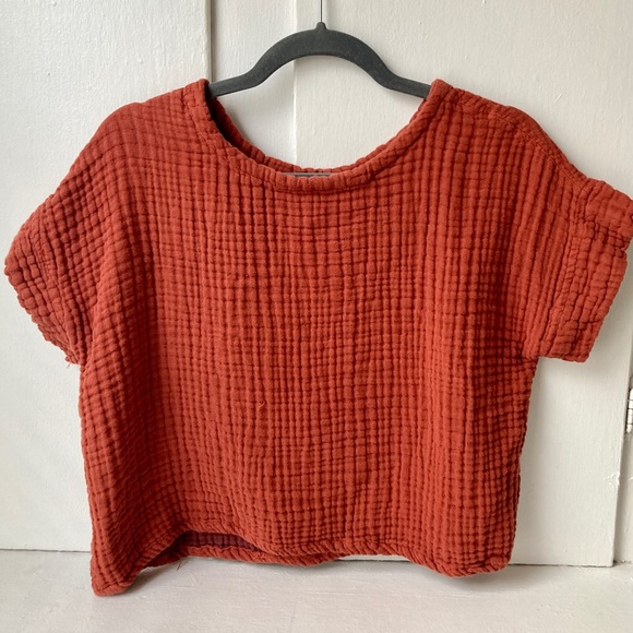 Elizabeth Suzann Tops - Me made Elizabeth Suzann Georgia tee in terracotta gauze